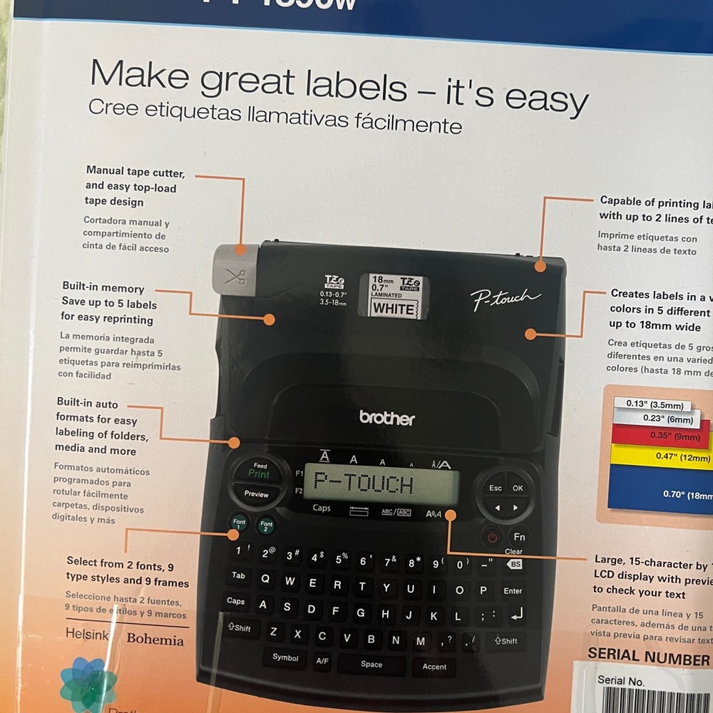 Brother P-Touch PT-1890W Label Maker - Black and White - Picture 6 of 7